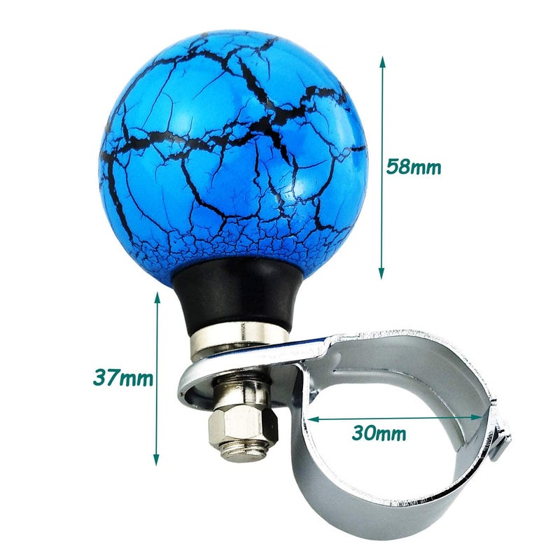 Lunsom Ball Steering Wheel Knob Marbling Round Suicide Spinner Turning Grip Helper Driving Power Aid Handle Control Car Booster Fit Most Vehicle (Blue) - Image 3